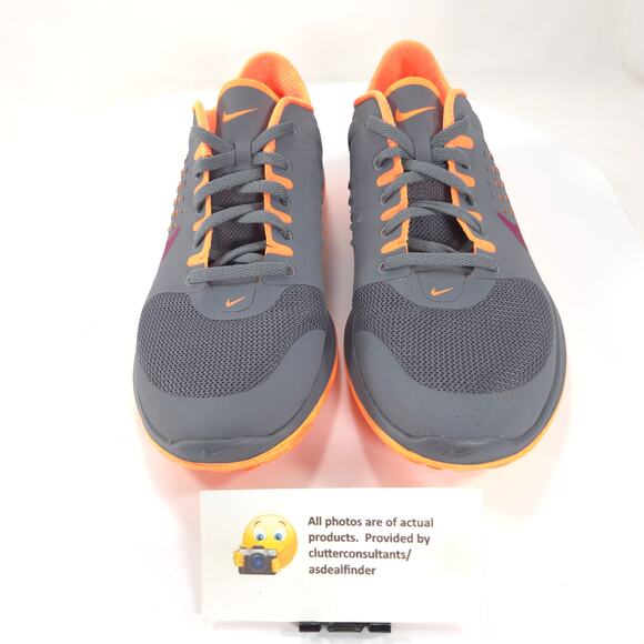 Nike FS Lite Run Athletic Lace Up Shoe Womens Size 8.5 616684-003 Gray Orange - Picture 2 of 9